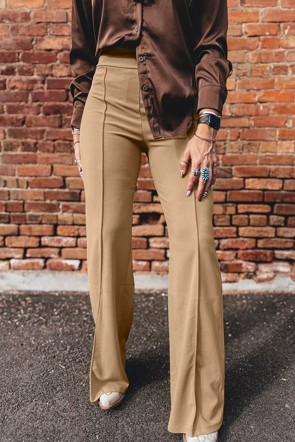 High Waist Full Length Regular Fit Pants - Meltem & Co.