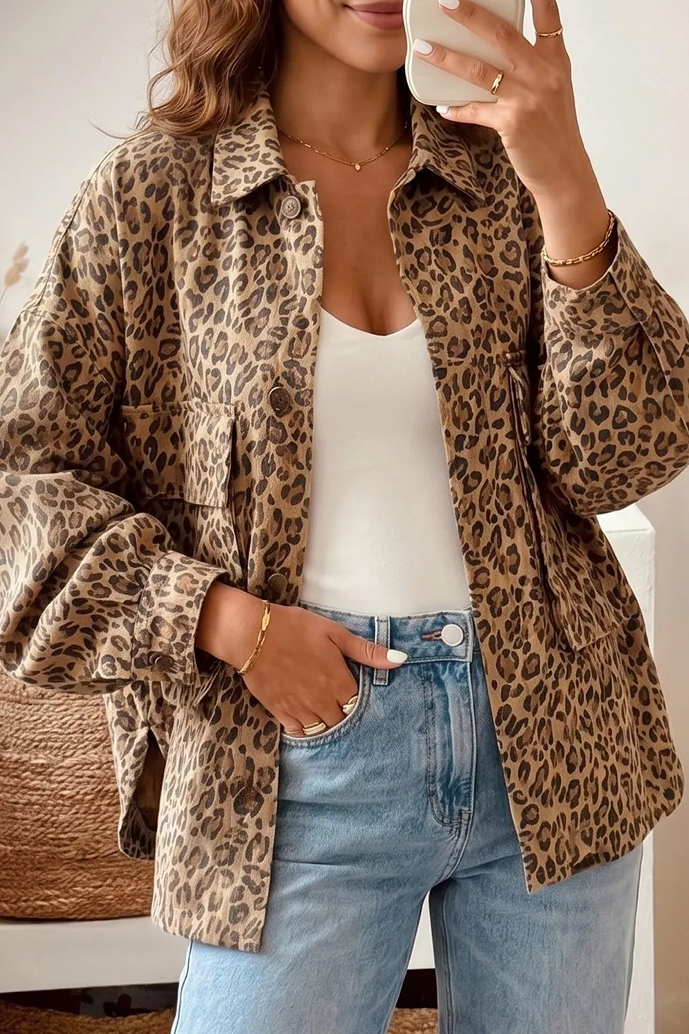 Leopard Print Denim Jacket - Meltem & Co.