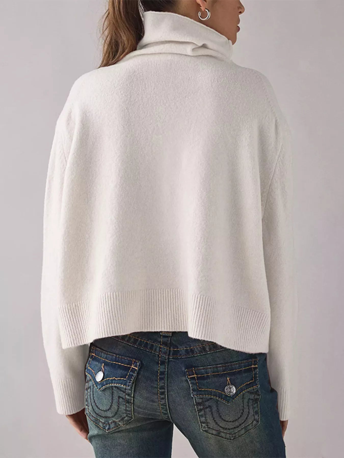 Turtleneck Dropped Shoulder Sweater - Meltem & Co.