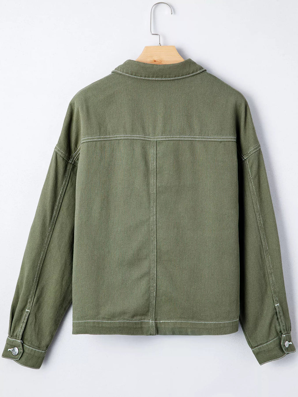 Patched Pocket Collared Button Front Boyfriend Denim Jacket - Meltem & Co.