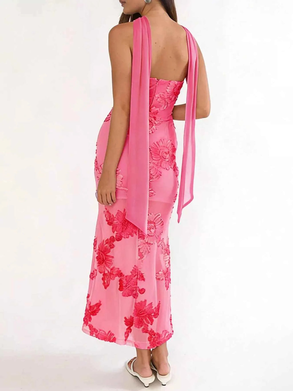 Floral Tube Dress with Scarf