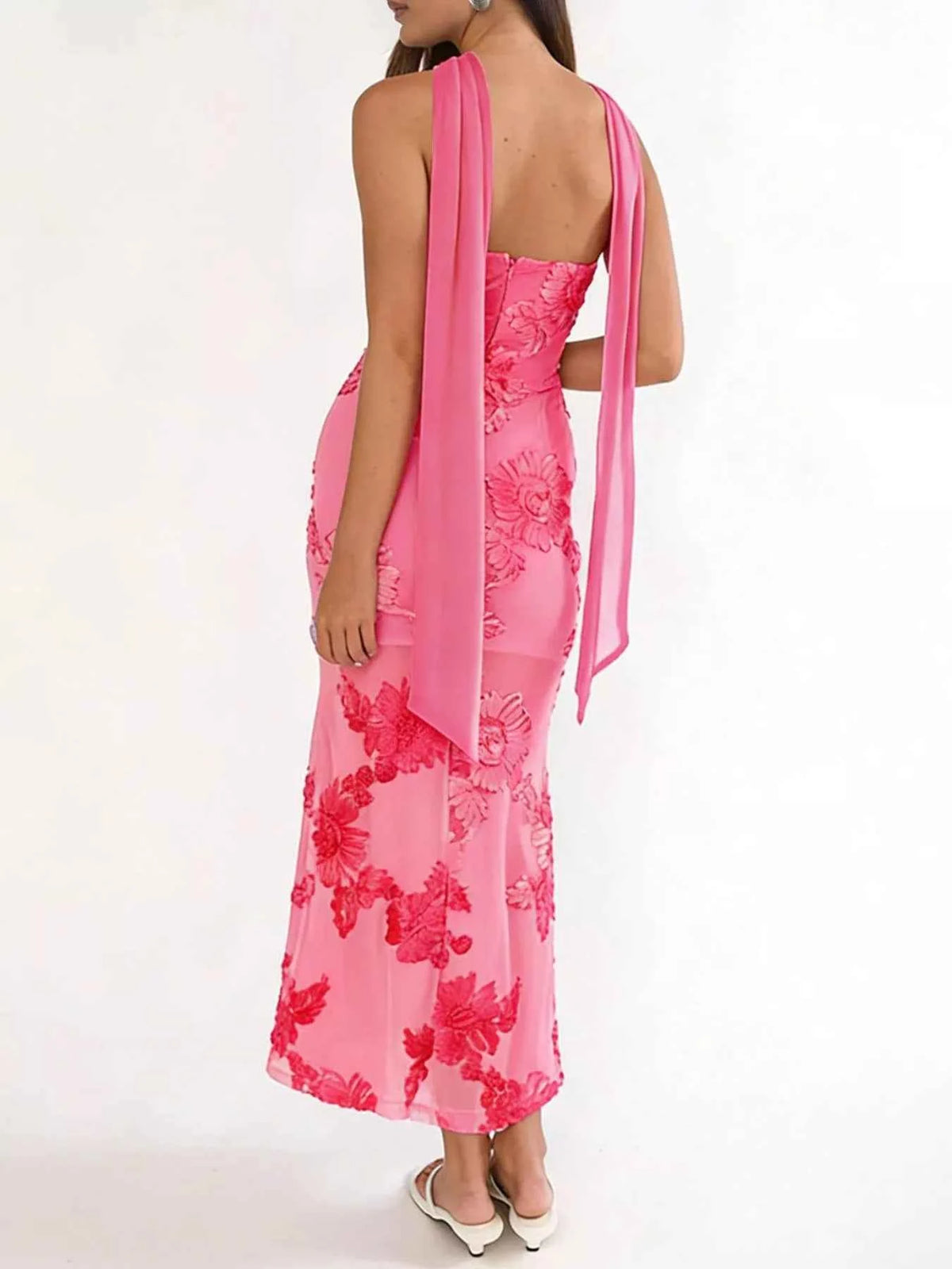 Floral Tube Dress with Scarf
