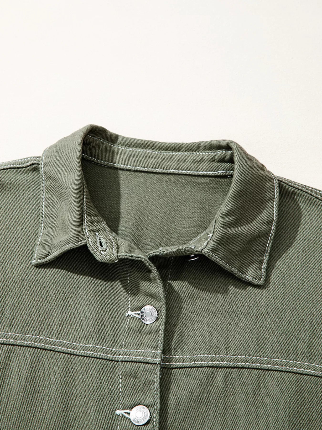 Patched Pocket Collared Button Front Boyfriend Denim Jacket - Meltem & Co.