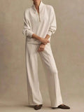 Quarter-Zip Sweatshirt and Wide-Leg Pants Set