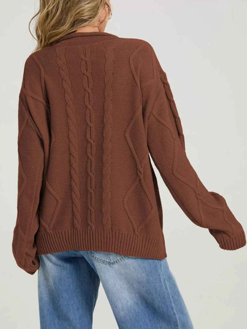 Cable Knit Ribbed Hem Sweater