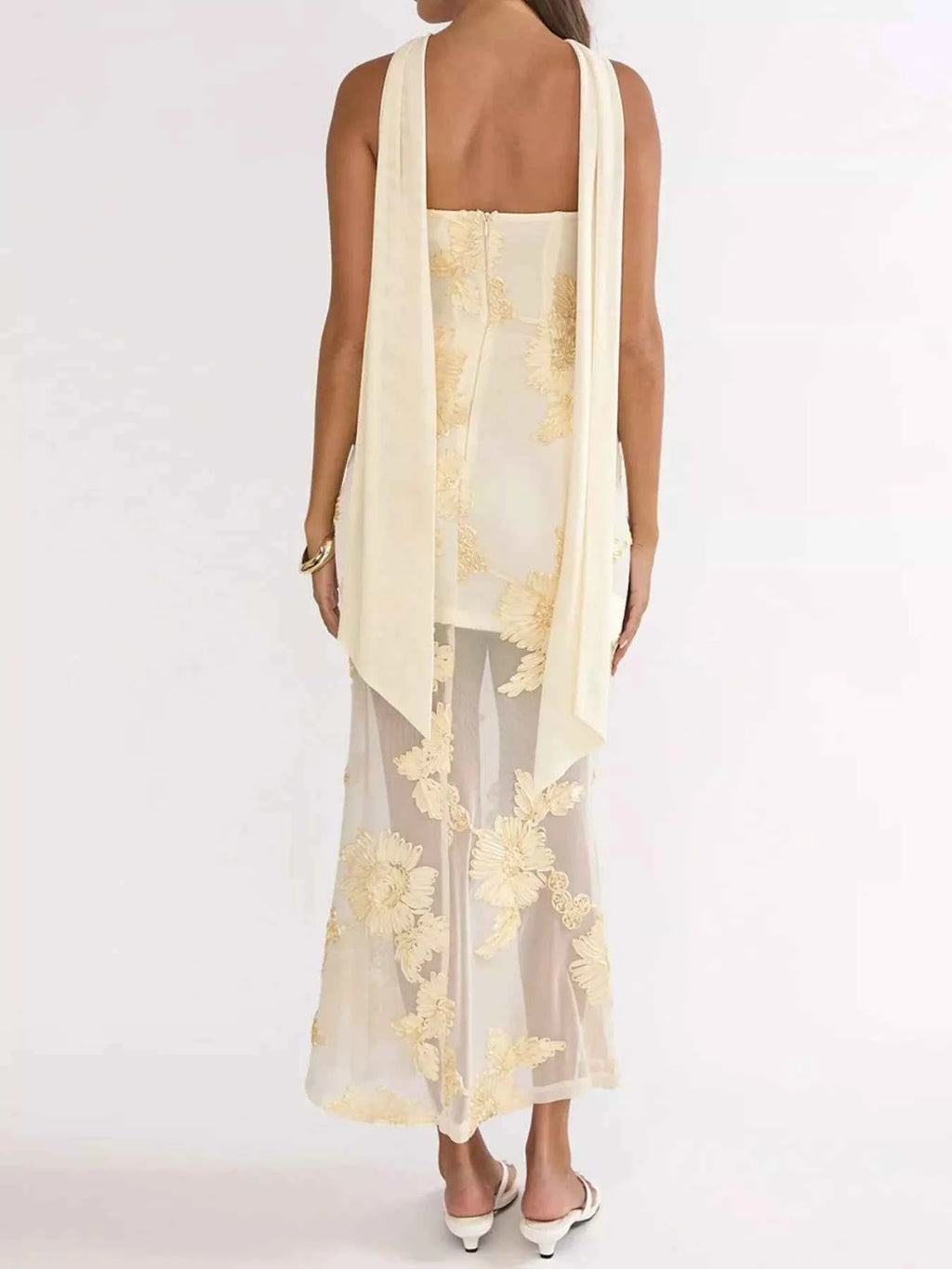 Floral Tube Dress with Scarf