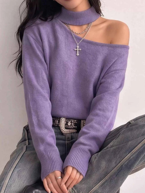Cold-Shoulder Dropped Shoulder Sweater