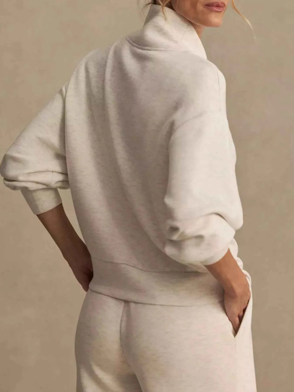 Quarter-Zip Sweatshirt and Wide-Leg Pants Set