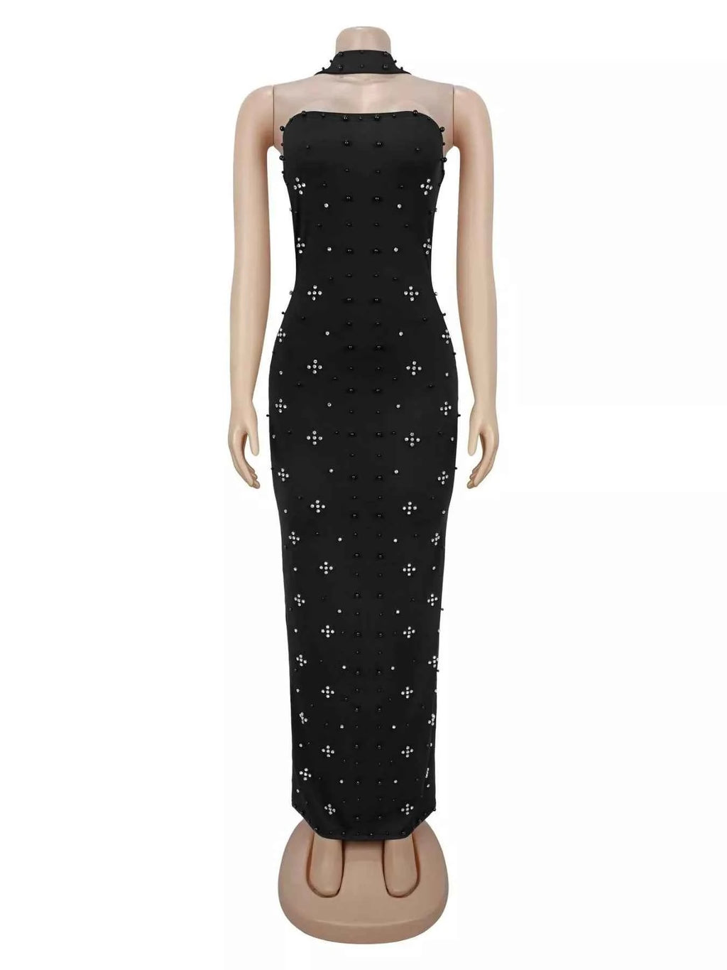 Rhinestone Tube Bodycon Maxi Dress